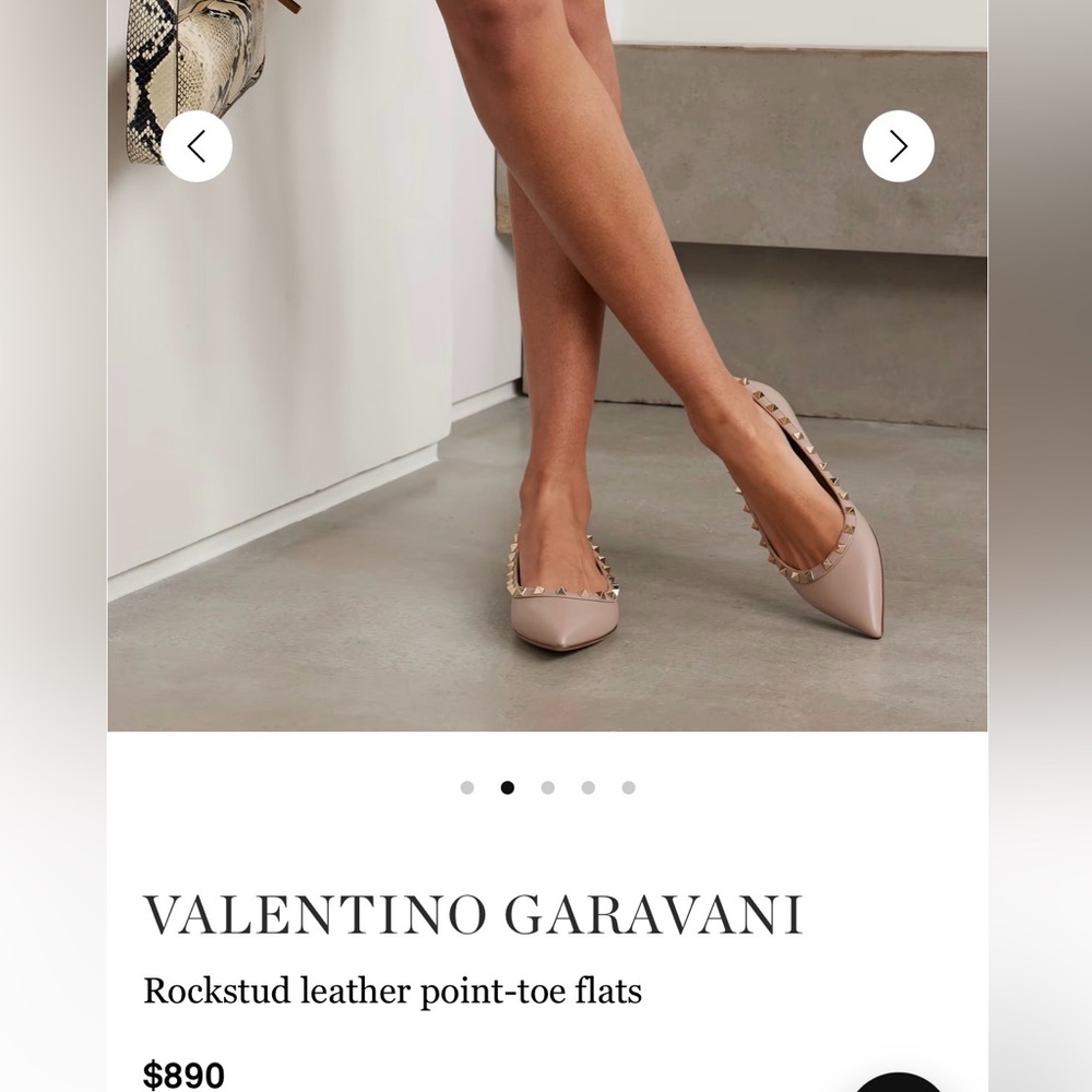 Valentino Garavani Nude Rockstud Leather Flats